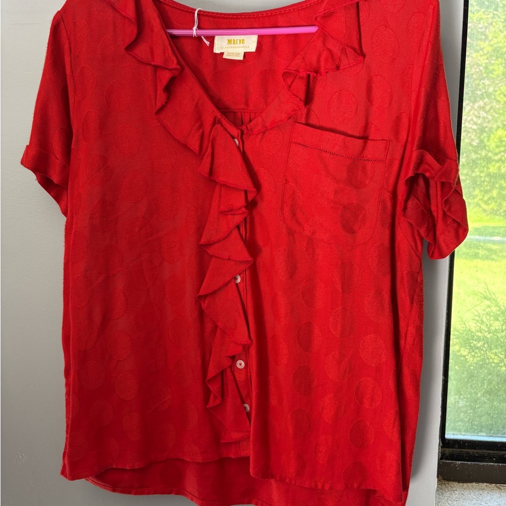 Scarlet Ruffle Blouse